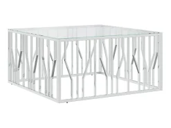 Mesa de centro 100x100x50 cm aço inoxidável e vidro PT190380