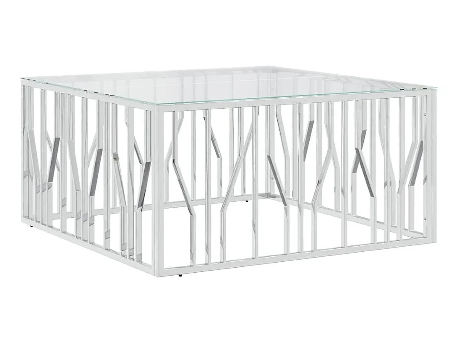 Mesa de centro 100x100x50 cm aço inoxidável e vidro PT190380