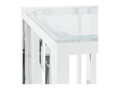 Mesa de centro 110x45x45 cm aço inoxidável e vidro PT454250
