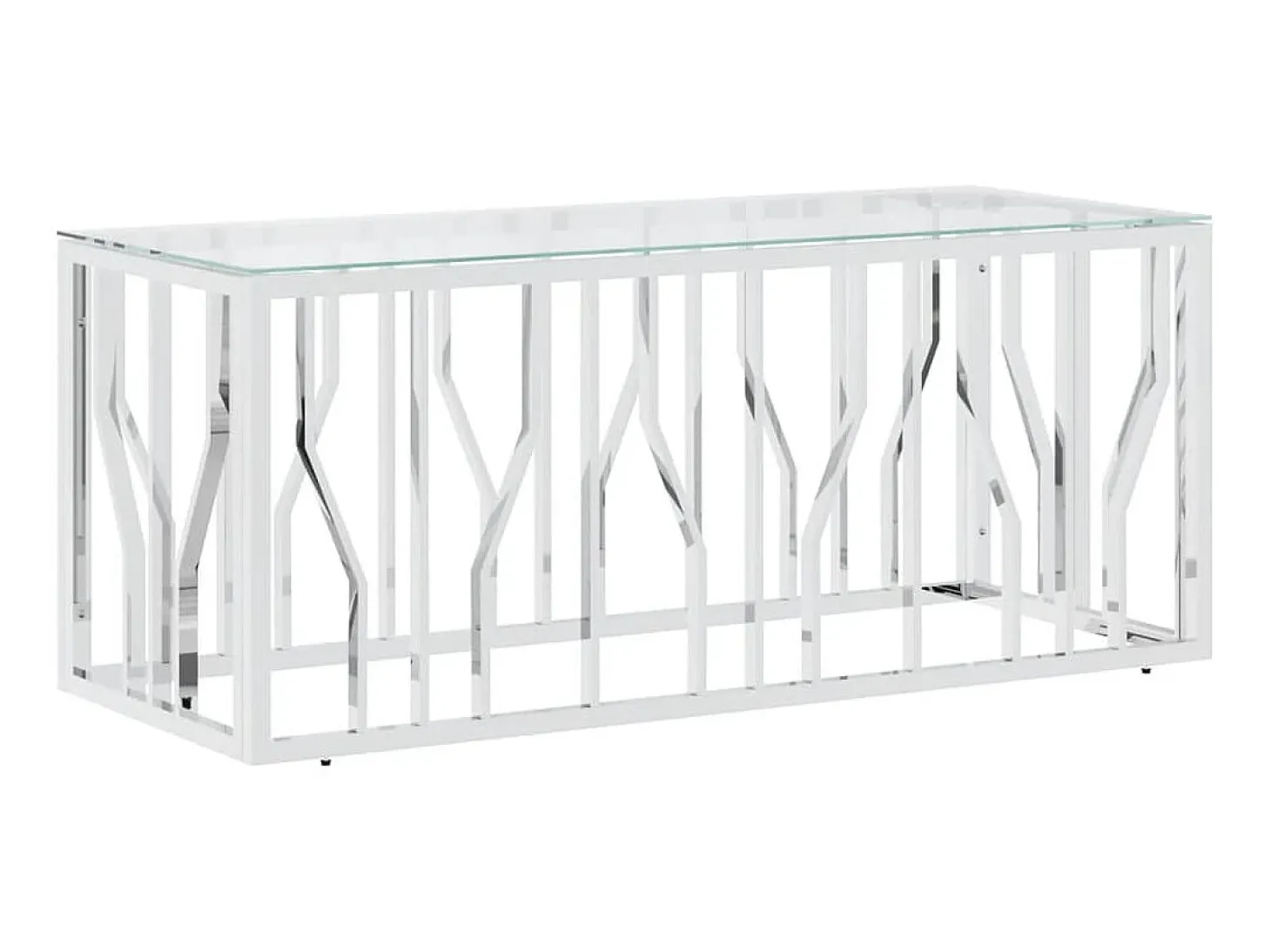 Mesa de centro 110x45x45 cm aço inoxidável e vidro PT454250