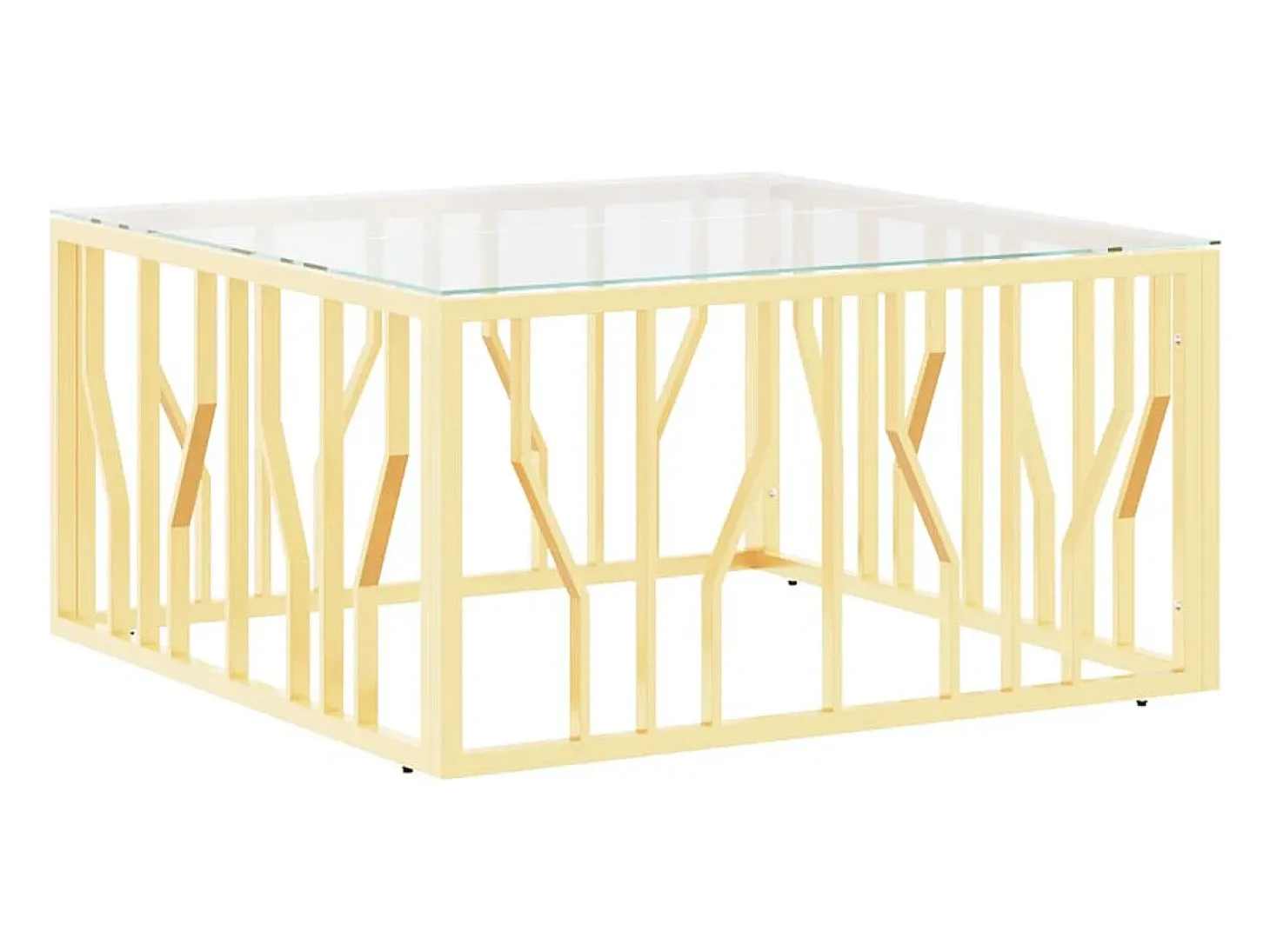 Mesa de centro 80x80x40 cm aço inoxidável e vidro dourado