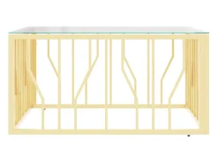 Mesa de centro 80x80x40 cm aço inoxidável e vidro dourado