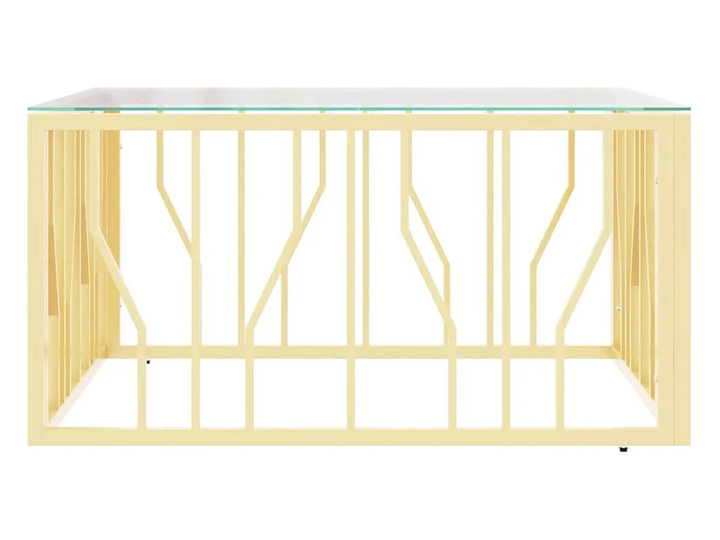 Mesa de centro 80x80x40 cm aço inoxidável e vidro dourado