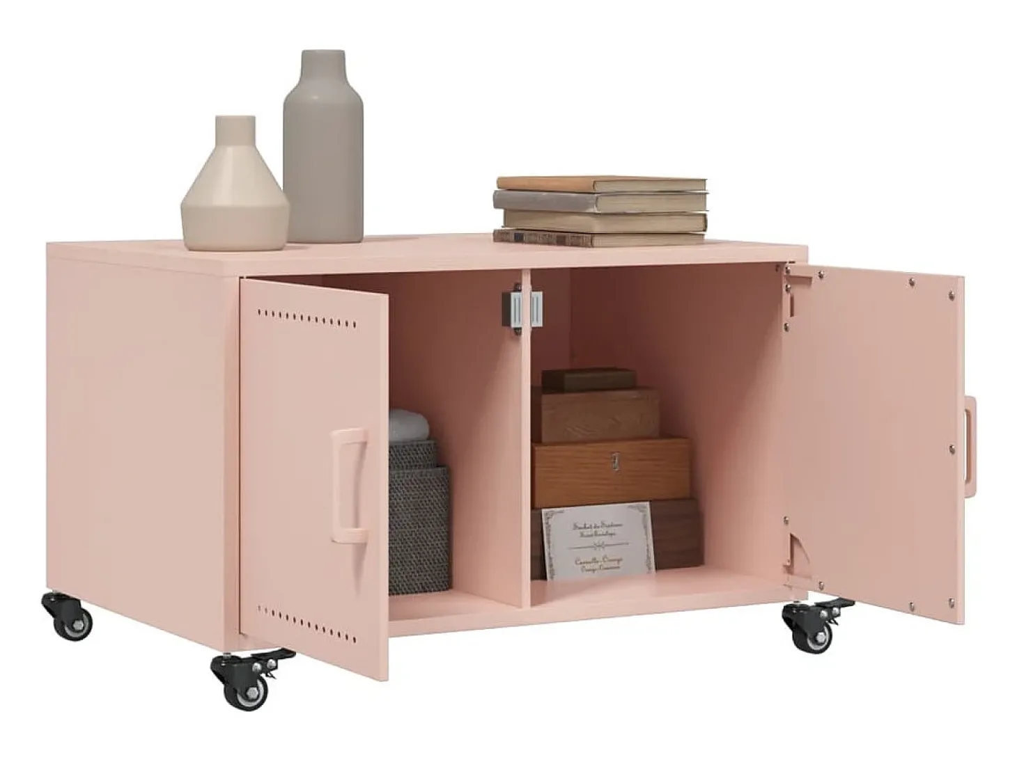 Mesa de centro 68x50x43,5 cm aço rosa