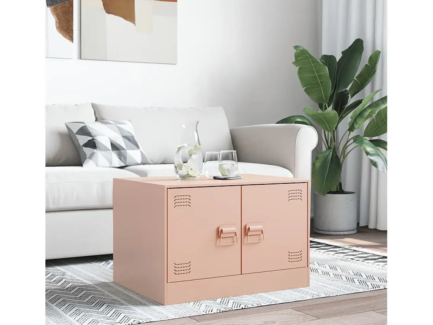 Mesa de centro 67x50x44 cm aço rosa PT570108