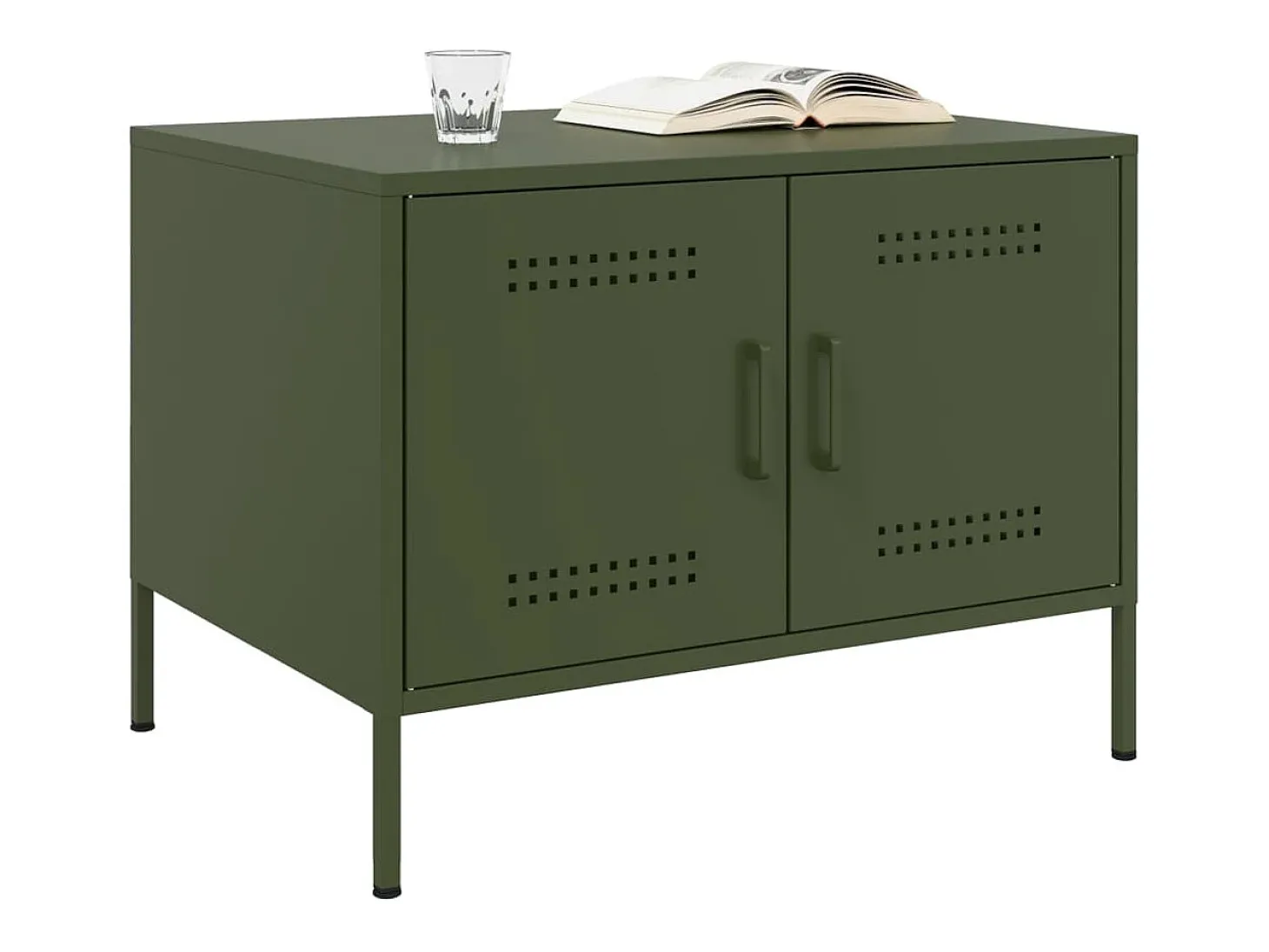 Mesa de centro 68x50x50,5 cm aço verde azeitona PT595866