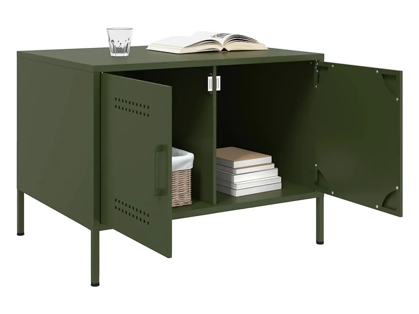 Mesa de centro 68x50x50,5 cm aço verde azeitona PT595866