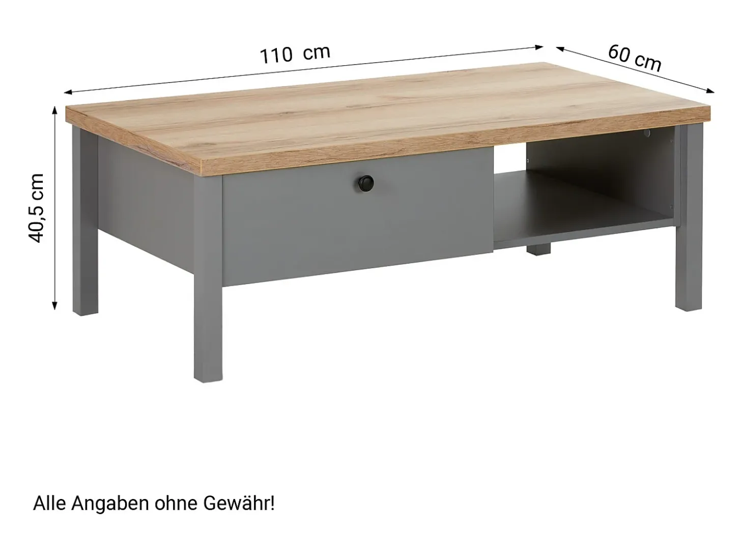 Mesa de Centro 110x40,5x60 cm cinza
