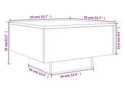Mesa de centro 55x55x31 cm derivados de madeira carvalho fumado
