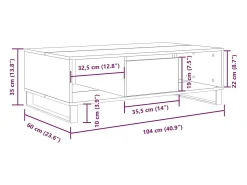 Mesa de centro 104x60x35 cm derivados madeira cinzento cimento