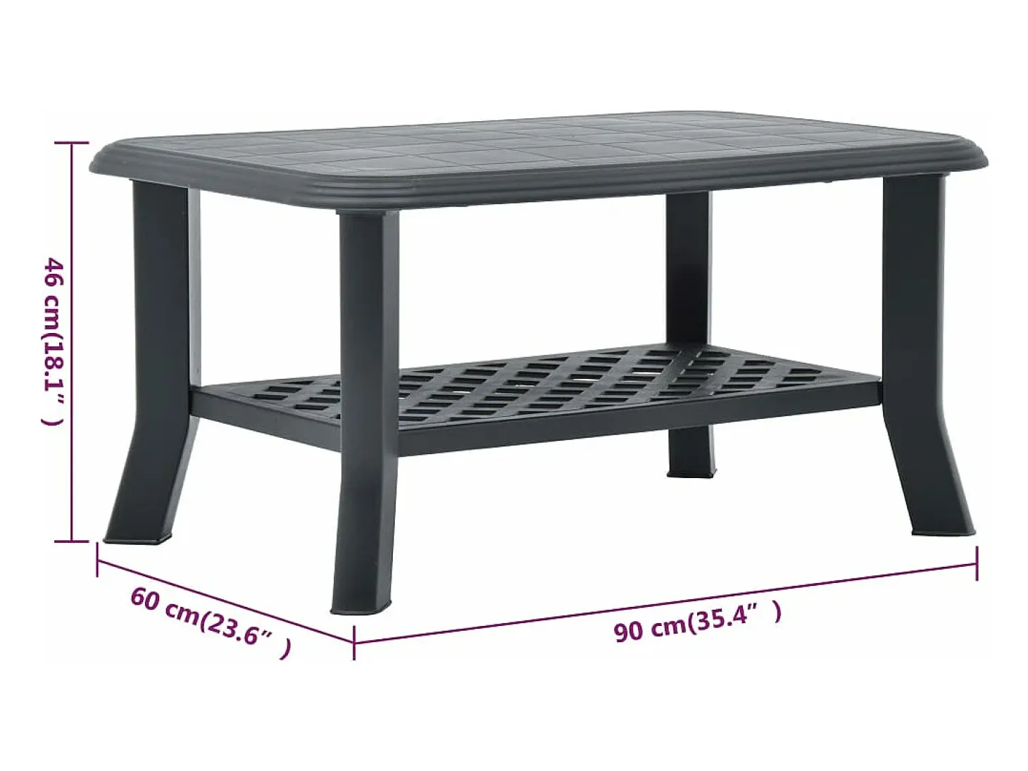 Mesa de centro 90x60x46 cm plástico antracite