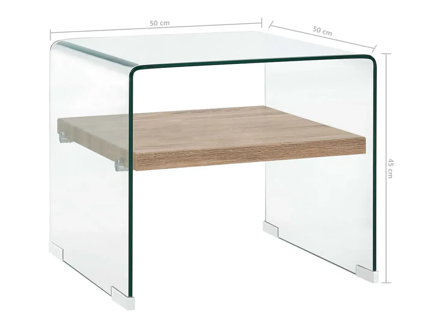 Mesa de centro 50x50x45 cm vidro temperado transparente PT897255