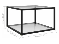 Mesa de centro 60x60x35 cm vidro temperado transparente