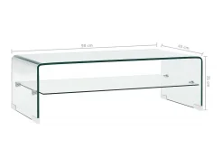 Mesa de centro 98x45x31 cm vidro temperado transparente PT928430