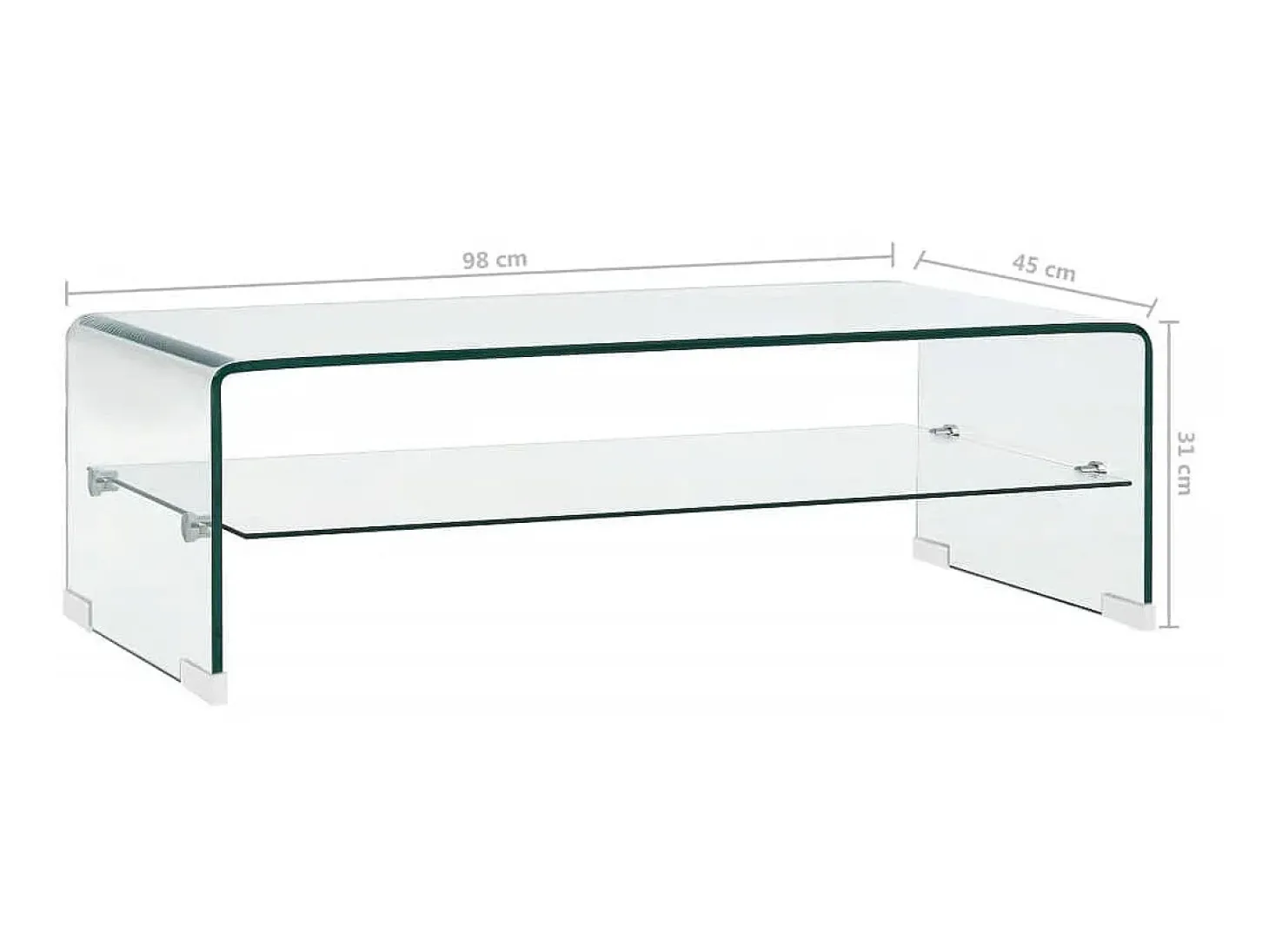 Mesa de centro 98x45x31 cm vidro temperado transparente PT928430