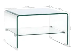 Mesa de centro 50x45x33 cm vidro temperado transparente PT132486