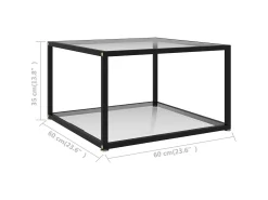Mesa de centro 60x60x35 cm vidro temperado transparente PT304333