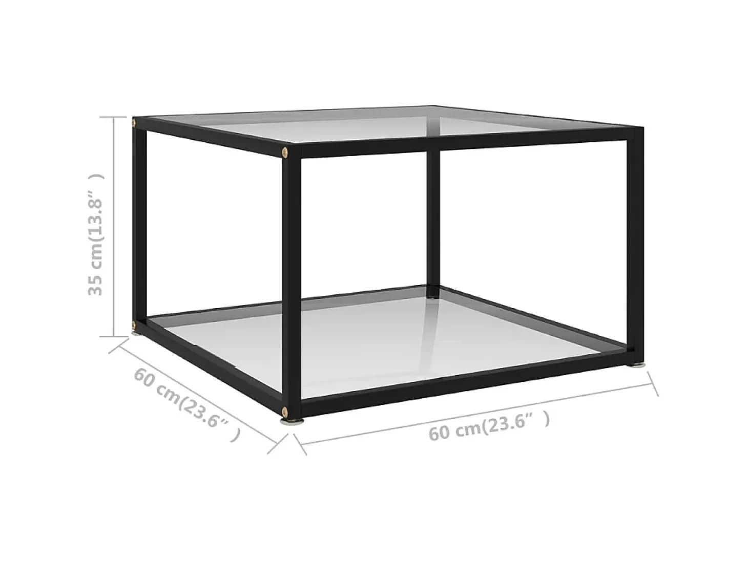 Mesa de centro 60x60x35 cm vidro temperado transparente PT304333