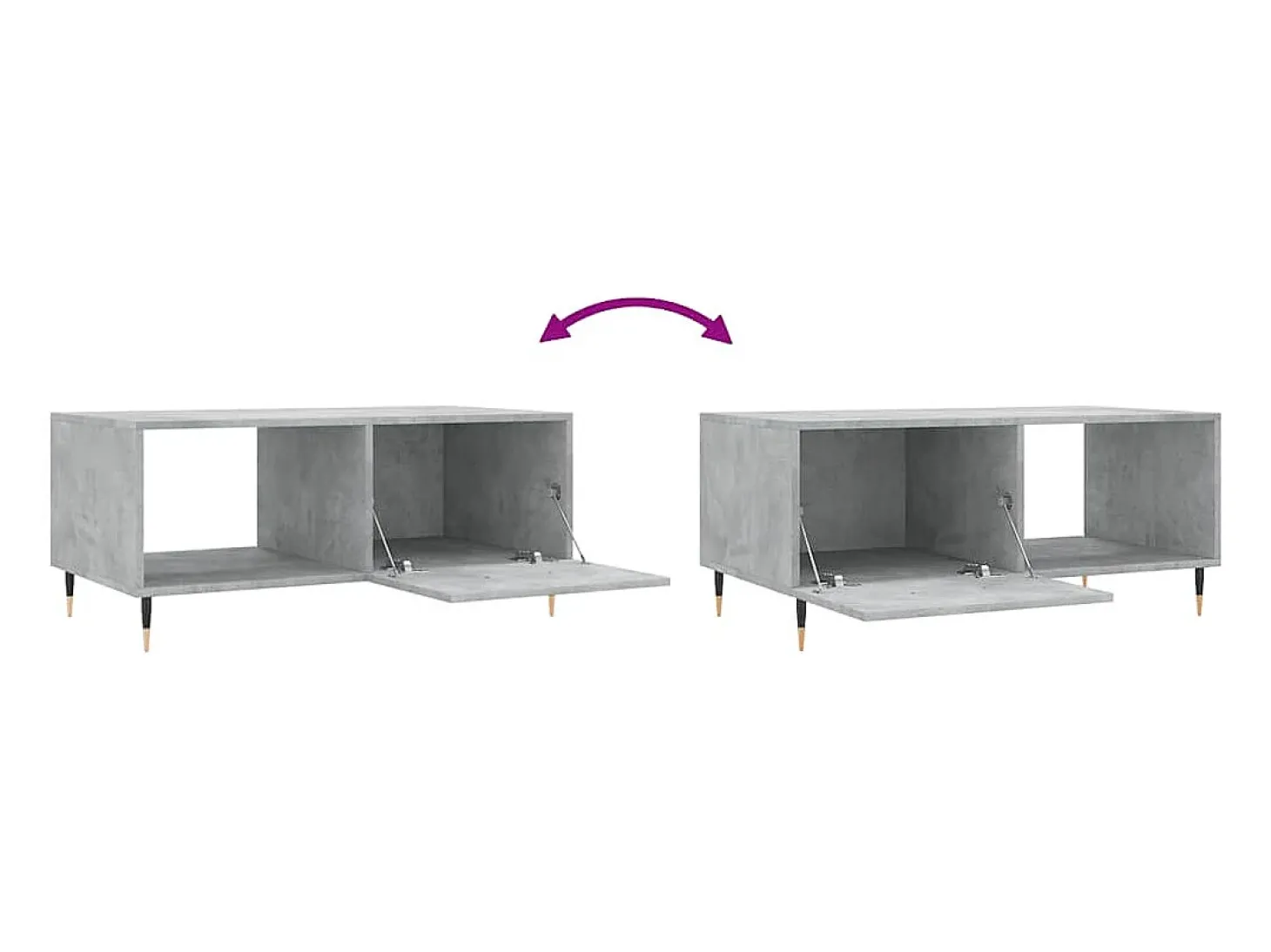 Mesa de centro 90x50x40 madeira processada cinza cimento