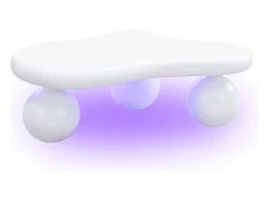 Mesa de centro 95x62.5x32cm - forma de nuvem - com iluminação LED - pés redondos - branco