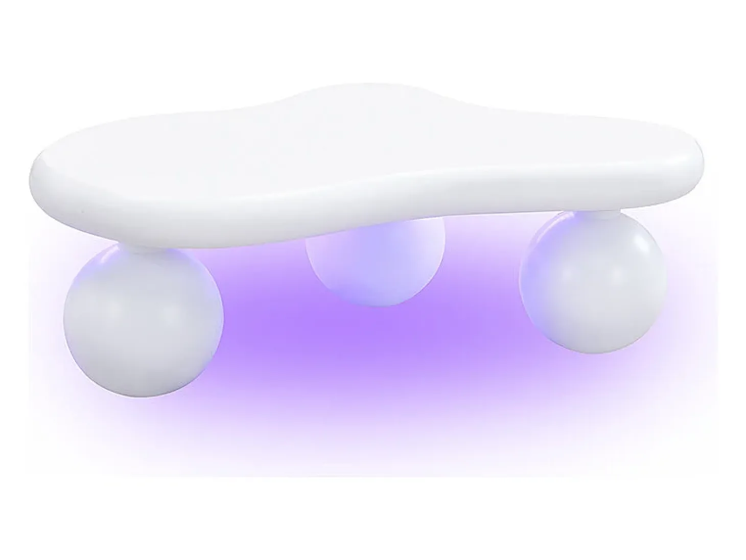 Mesa de centro 95x62.5x32cm - forma de nuvem - com iluminação LED - pés redondos - branco