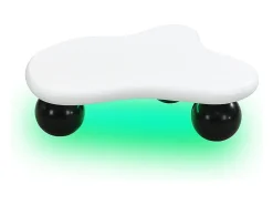 Mesa de centro 95x62.5x32cm - forma de nuvem - com iluminação LED - pés redondos - branco + preto