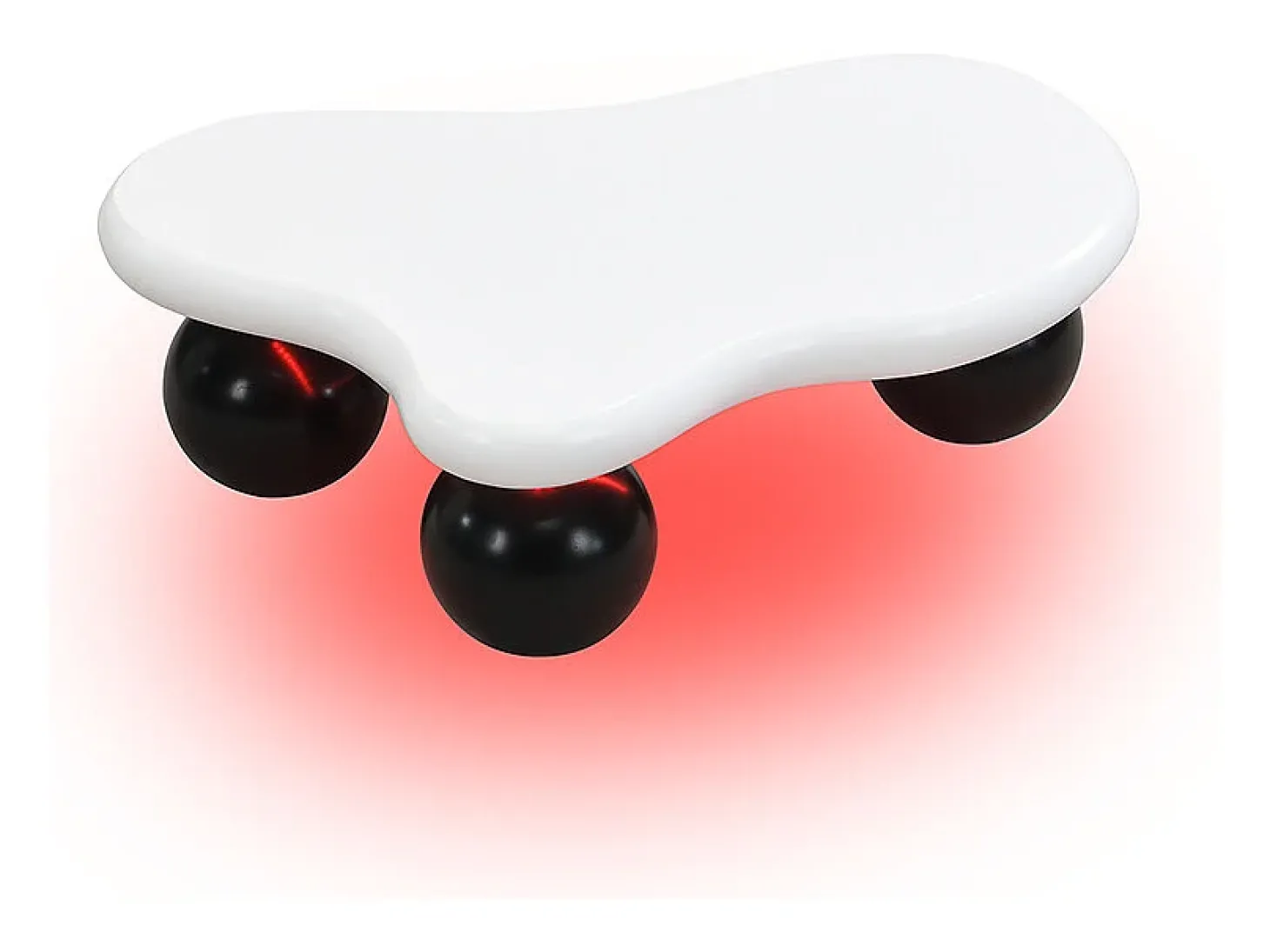 Mesa de centro 95x62.5x32cm - forma de nuvem - com iluminação LED - pés redondos - branco + preto