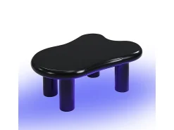 Mesa de centro 98x65,5x40cm com tampo em forma de nuvem e 4 pés grossos, 1 gaveta e LED incluído, preta