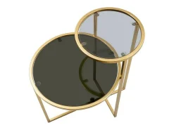 Mesa de centro Yoko, Mesa de centro baixa, Porta-revistas para sofá, Prateleira de sala, 50x40 h61 cm, Dourado