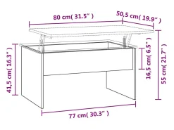 Mesa de centro80x50,5x41,5cm madeira processada carvalho sonoma