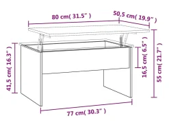 Mesa de centro80x50,5x41,5cm madeira processada cinza cimento
