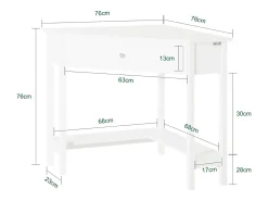 Mesa de consola de canto branca SoBuy com gaveta, triângulo FWT31-W