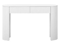 Mesa de consola elegante para hall de entrada - 120 x 33 x 76 cm - com 2 gavetas + frente curva - MDF - branca