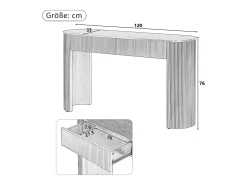 Mesa de consola elegante para hall de entrada - 120 x 33 x 76 cm - com 2 gavetas + frente curva - MDF - branca