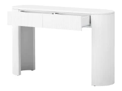 Mesa de consola elegante para hall de entrada - 120 x 33 x 76 cm - com 2 gavetas + frente curva - MDF - branca