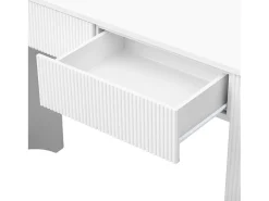Mesa de consola elegante para hall de entrada - 120 x 33 x 76 cm - com 2 gavetas + frente curva - MDF - branca