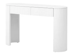 Mesa de consola elegante para hall de entrada - 120 x 33 x 76 cm - com 2 gavetas + frente curva - MDF - branca