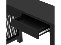 Mesa de consola elegante para hall de entrada - 120 x 35,5 x 76,5 cm - com gavetas + pés ajustáveis - MDF - preta