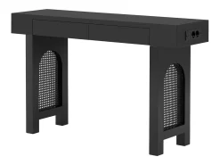 Mesa de consola elegante para hall de entrada - 120 x 35,5 x 76,5 cm - com gavetas + pés ajustáveis - MDF - preta