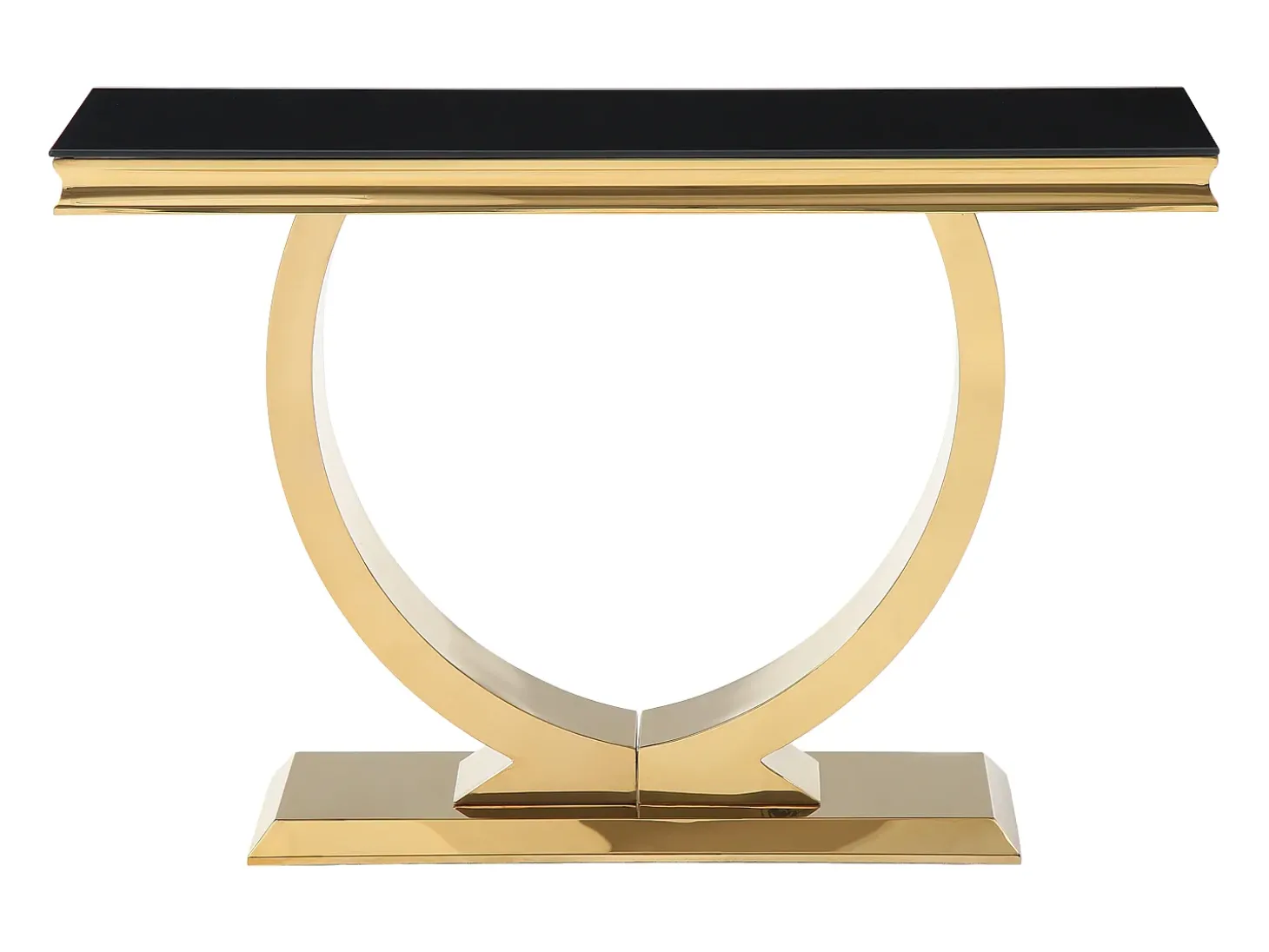 Mesa de consola em vidro temperado e aço inoxidável - Dourado e Preto - ROWAN por Pascal Morabito