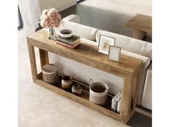 Mesa de Consola Estreita de 160cm, Mesa Longa para Sofá Atrás do Sofá, Mesa Moderna de Entrada
