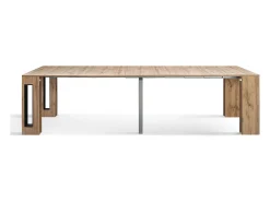 Mesa de consola extensível em madeira, acabamento em carvalho rústico 90×45-90×295 cm - GAIOLE