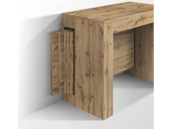 Mesa de consola extensível em madeira, acabamento em carvalho rústico 90×45-90×295 cm - GAIOLE