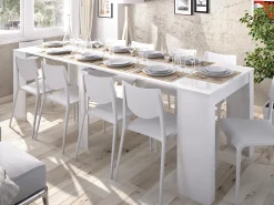 Mesa de consola extensível para 10 pessoas - 4 extensões - Cor: Branca - ONEGA