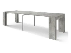Mesa de consola extensível em madeira, acabamento cinzento cimento 90×45-90×300 cm - LERICI