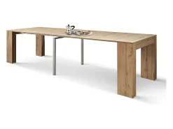 Mesa de consola extensível em madeira, acabamento em carvalho rústico 90×45-90×300 cm - LERICI