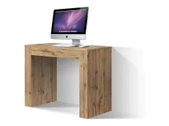 Mesa de consola extensível em madeira, acabamento em carvalho rústico 90×45-90×300 cm - LERICI