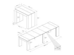 Mesa de consola extensível em madeira, acabamento em carvalho rústico 90×45-90×300 cm - LERICI