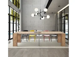 Mesa de consola extensível em madeira, acabamento em carvalho rústico 90×45-90×300 cm - LERICI