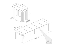 Mesa de consola extensível em cimento com efeito cinzento 90×45 cm - 90×300 cm - VIAREGGIO